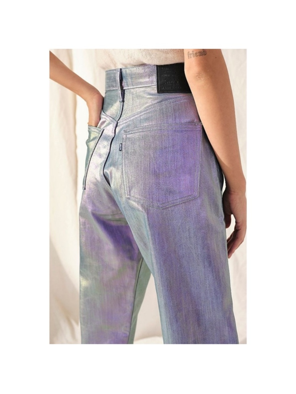 Iridescent pearlized Levi’s Women’s Jeans - Designer Style barrel legged cropped